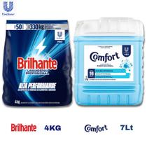 Kit 4kg de Sabão pó Brilhante Alta Performance + Amaciante Comfort Profissional Lavanderia 7 Lts Kit 4kg de Sabão pó Brilhante Alta Performance + Amaciante Comfort Profissional Lavanderia 7 Lts