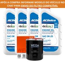 Kit 4L Óleo ACDelco Dexos 1 Gen 3 0W-20 Sintético + Filtro de Óleo Wega
