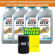 Kit 4L Óleo Castrol GTX Ultraclean 15W-40 Semissintético + Filtro de Óleo Mann-Filter
