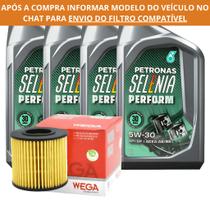 Kit 4L Óleo Petronas Selenia Perform 5W-30 Sintético + Filtro de Óleo Refil Wega