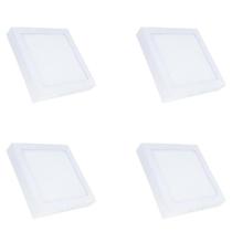 kit 4Luminária Led Painel/plafon Slim Sobrepor 12W Bivolt 4000K Quadrado - Ourolux