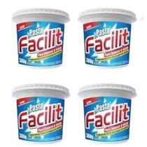 KIT 4Pasta FACILIT 380g Limpeza a Seco Cozinha Carro Carpetes Pneus Banco Borrachas Tênis