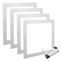 Kit 4pc Painel Plafon Embutir Quadrado 24w Branco Frio 6500k 110/220v Bivolt