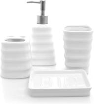 Kit 4Pçs Banheiro Lavabo Luxo Modelagem 3D Premuim Cerâmica