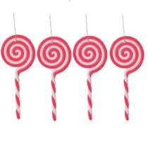 Kit 4pçs enfeite natalino pirulito verm branc 1pc 5.5x13cm Kit 4pçs enfeite natalino pirulito verm branc 1pc 5.5x13cm