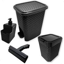 Kit 4pçs Organizador Pia Porta Detergente Esponja Lixeira Rodo