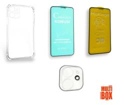 Kit 4UN: Capa Capinha Transparente, Película Câmera, Película Cerâmica E Película Cerâmica Fosca Para IPHONE 11 Kit 4UN: Capa Capinha Transparente, Película Câmera, Película Cerâmica E Película Cerâmica Fosca Para IPHONE 11