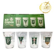 Kit 4Un Copo Americano Vidro 190ml Tradicional Bar Cerveja Escudo Time Palmeiras Oficial