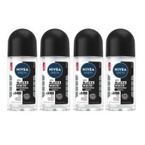 Kit 4un Desod Roll On Men Invisible Black White 50ml - Nivea