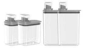 Kit 4un Dispenser Flow Sabão Líquido Lavanderia Organização Cor Chumbo