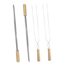 kit 4un Espeto Simples e duplo Inox Cabo madeira 65cm kit 4un Espeto Simples e duplo Inox Cabo madeira 65cm