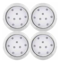 Kit 4un Luz Led Piscina Luz Azul 12v 9w 80mm 990 Lumens