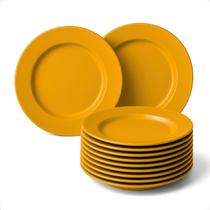 Kit 4un Pratos Fundo Plástico Reutilizável Versátil para Alimentos Quente e Frio Resistente