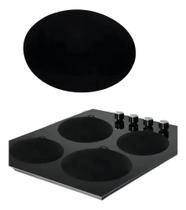 Kit 4Un Protetor De Fogão Indução Silicone Redondo Preto