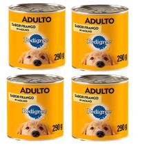 Kit 4un Ração Úmida Pedigree Lata Frango Ao Molho Para Cães Adultos 290g