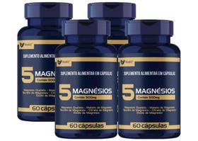 KIT 4x 5 Magnésios (Quelato,Malato,Taurato,Citrato,Óxido) 500mg 60 cápsulas