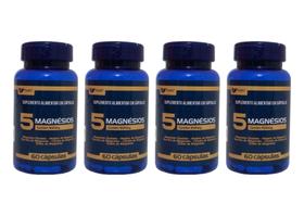 KIT 4x 5 Magnésios (Quelato,Malato,Taurato,Citrato,Óxido) 500mg 60 cápsulas - muwiz