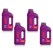 Kit 4X Algicida de Choque DomClor 1L Limpeza Para Piscina