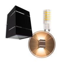 kit 4x Arandela Preta Externa Parede Muro 2 Focos Frisos Fachos c/ LED 5W 3000K ST327