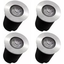 Kit 4x Balizador Blindado Piso LED 1W IP65 Bivolt Branco Quente