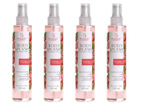 Kit 4x Body Splash Desodorante Colônia Morango com Champagne 130ml