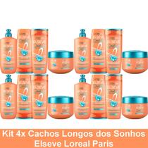 Kit 4x Cachos Longos dos Sonhos Elseve Loreal Paris Shampoo Condicionador 200ml Máscara Creme Pentear Hialurônico