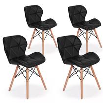 Kit 4x Cadeira de Jantar Charles Eames Eiffel Slim Estofada