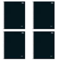 Kit 4x cadernos cd universitario zip preto 1m 80f tilibra