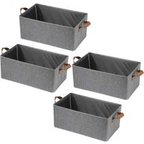 Kit 4X Caixa Organizadora Cesto Dobrável Guarda Roupa Grande