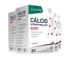 Kit 4x Calcitrax Cálcio citrato com Vitamina e Magnésio 60 cápsulas Lauton