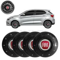 Kit 4X Calota Centro Roda Aro 14 Fiat Argo 2018 A 2022 Preto