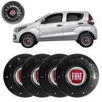 Kit 4x Calota Centro Roda Aro 14 Fiat Mobi 2017 a 2022 Preto