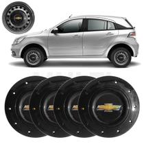 Kit 4x Calota Centro Roda Aro 14 GM AGILE 2010 a 2014 Preto