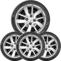 Kit 4X Calota Sandero Logan Scenic Aro 15 Com Emblema Relevo