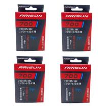 Kit 4x câmara de ar 700 x 25/38 bike Arisun bico fino 48 mm Kit 4x câmara de ar 700 x 25/38 bike Arisun bico fino 48 mm