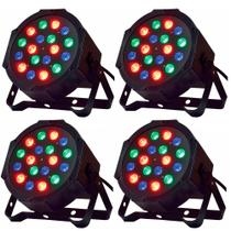 Kit 4x Canhão De Luz Led Par 18 Leds Rgbw Decoração De Festa Slim Dmx Digital Controle Remoto Bivolt - X Zhang Eletronicos