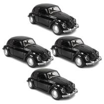 Kit 4x Carrinho de Coleção Fusca Preto - AP TOYS