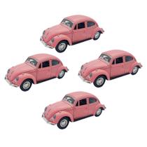 Kit 4x Carrinho de Coleção Fusca Rosa - AP TOYS