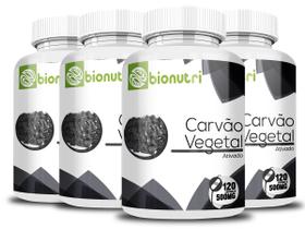 Kit 4x Carvão Vegetal Ativado 120 Cápsulas 500mg Original Bionutri