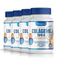 Kit 4x Colágeno Tipo 2 Não Desnaturado com Cálcio, Magnésio 120 Cápsulas Suplemento Alimentar Sem Glúten