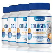Kit 4x Colágeno Tipo 2 Não Desnaturado com Cálcio, Magnésio 120 Cápsulas Suplemento Alimentar Sem Glúten
