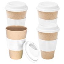 Kit 4x Copo Fibra de Arroz e Bambu 450ml Ecologic TopGet Branco