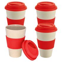 Kit 4x Copo Fibra de Arroz e Bambu 450ml Ecologic TopGet Vermelho Kit 4x Copo Fibra de Arroz e Bambu 450ml Ecologic TopGet Vermelho
