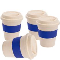 Kit 4x Copo Fibra de Bambu 380ml Fibre TopGet Azul