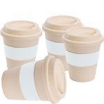 Kit 4x Copo Fibra de Bambu 380ml Fibre TopGet Branco