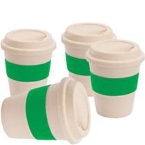 Kit 4x Copo Fibra de Bambu 380ml Fibre TopGet Verde