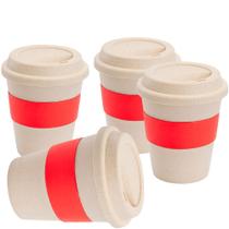 Kit 4x Copo Fibra de Bambu 380ml Fibre TopGet Vermelho