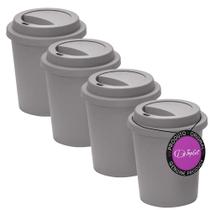Kit 4X Copos Para Viagem 350 Ml Nepal Topget - Cinza