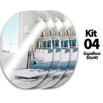 Kit 4x Espelho Decorativo Adesivo 30x40 Oval Acrílico Sala Banheiro Kit 4x Espelho Decorativo Adesivo 30x40 Oval Acrílico Sala Banheiro