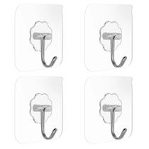 Kit 4x Ganchos Adesivo Parede Multiuso Transparente Sem Furo Banheiro Quarto Cozinha